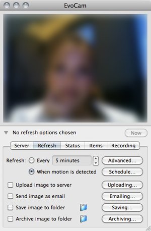 Screenshot du logiciel Evocam